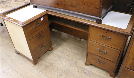 A Victorian mahogany corner desk, W.151cm